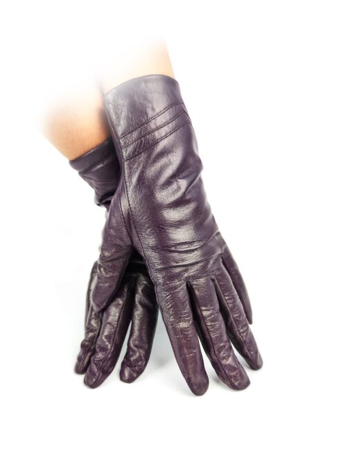 Dámské kožené rukavice fialová slivka