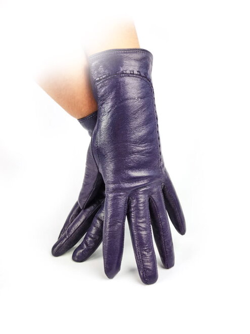 Dámské kožené rukavice fialové 02