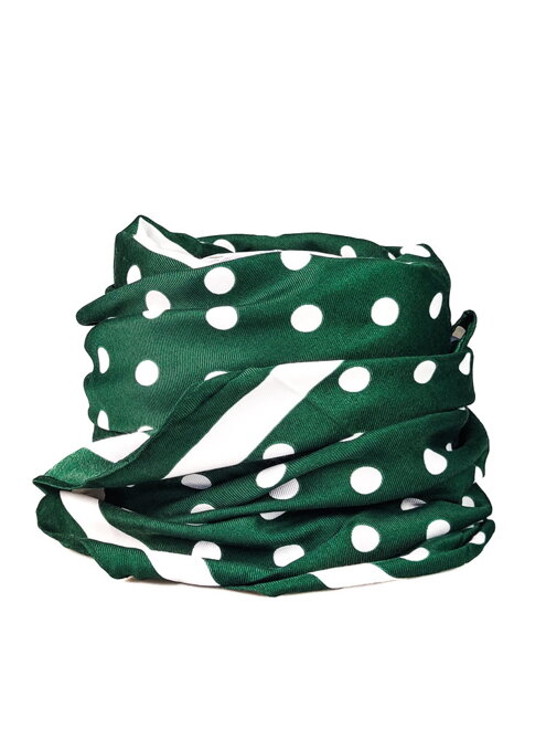 Dámský šátek v zelené barvě s tečkami