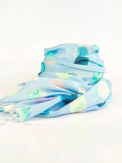 Bavlněný šátek tečky modrá