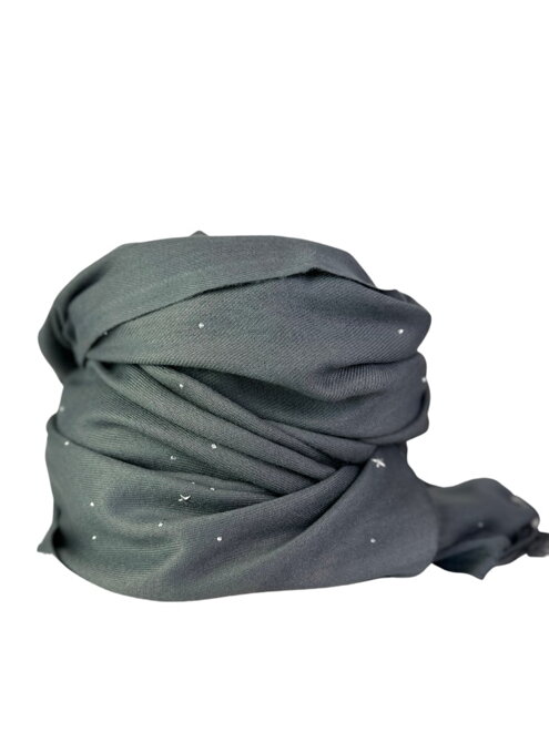Dámský šátek v šedé barvě s kamínky