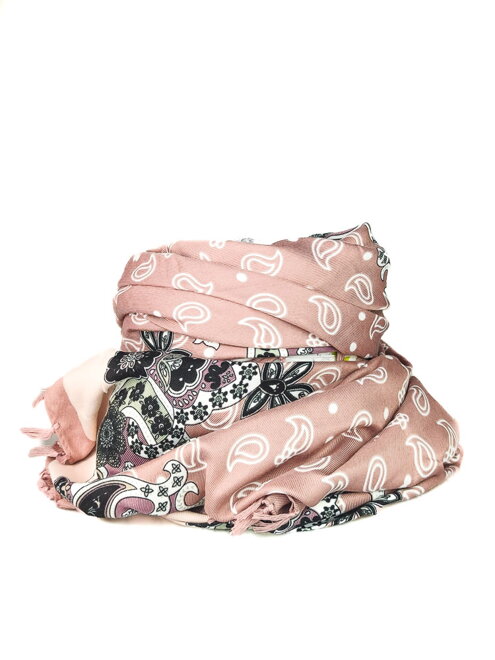 Růžový dámský luxusní šátek s třásněmi