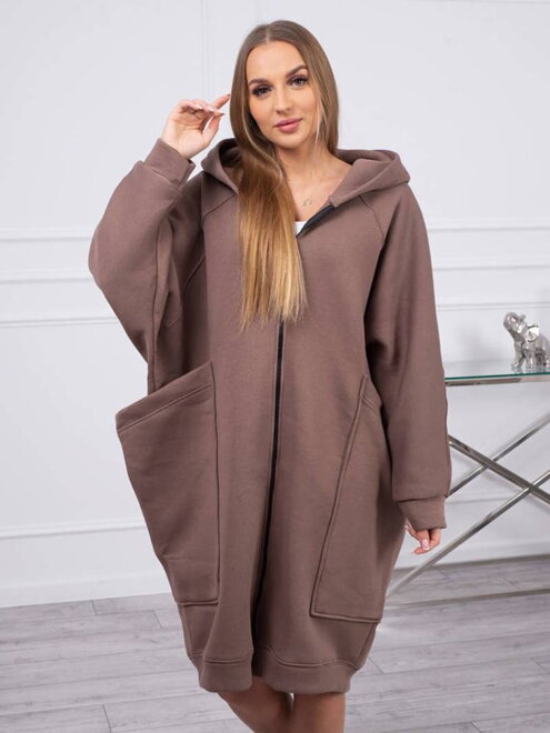 Dámská vyteplená oversize mikina v hnědé barvě 9383