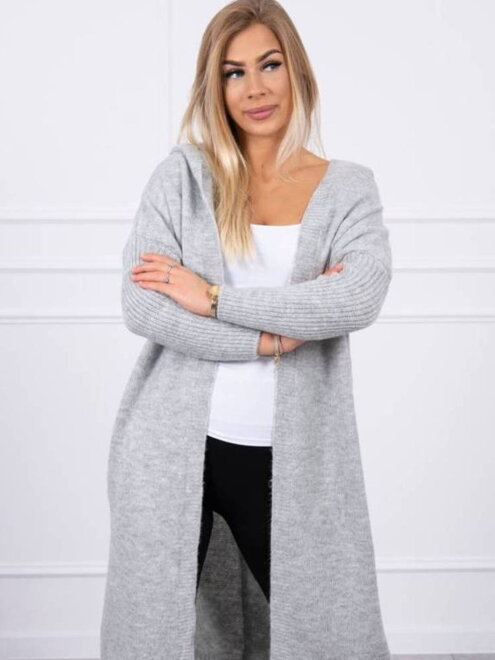 Dámský svetr s kapucí v šedé barvě 2020-14