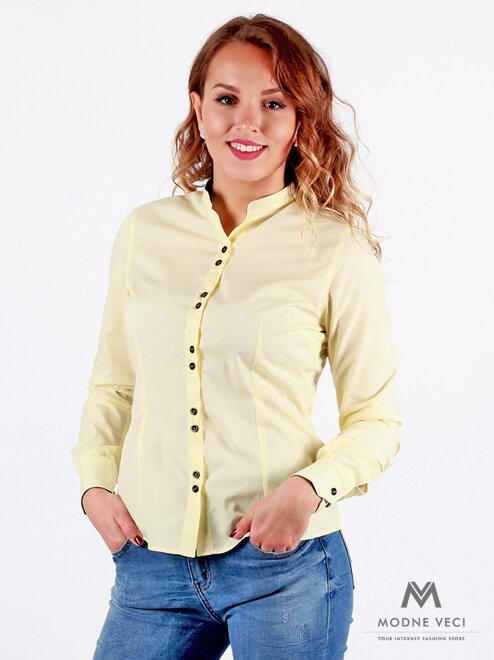 Žlutá košile se stojáčkem pro ženy ve slim fit střihu VS-DK 1733