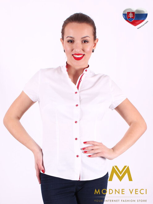 Bílá dámská košile s mašlí Slim Fit VS-DK1719