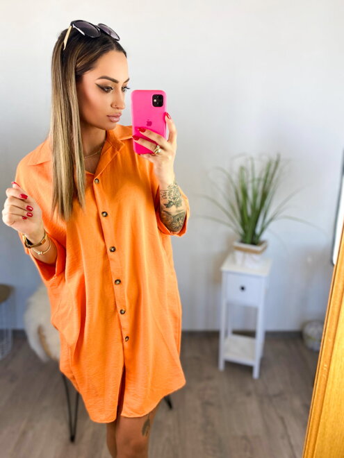 Košilové šaty v oranžové barvě
