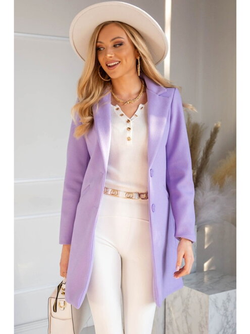 Dámský podšitý kabát v lila fialové barvě 