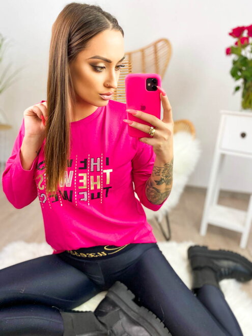 Dámský top fuchsia s nápisy