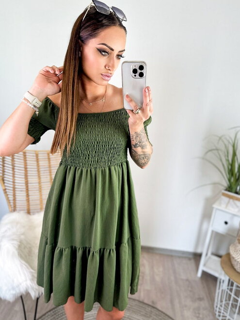 Stylové dámské khaki šaty 