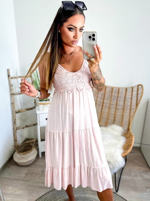Babypink maderiové dámské šaty 
