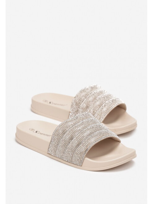 Třpytivé dámské CK265-42 pantofle BEIGE 