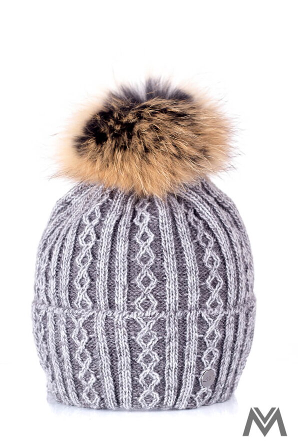 Luxusní vlněná čepice na zimu Marzita šedá melír