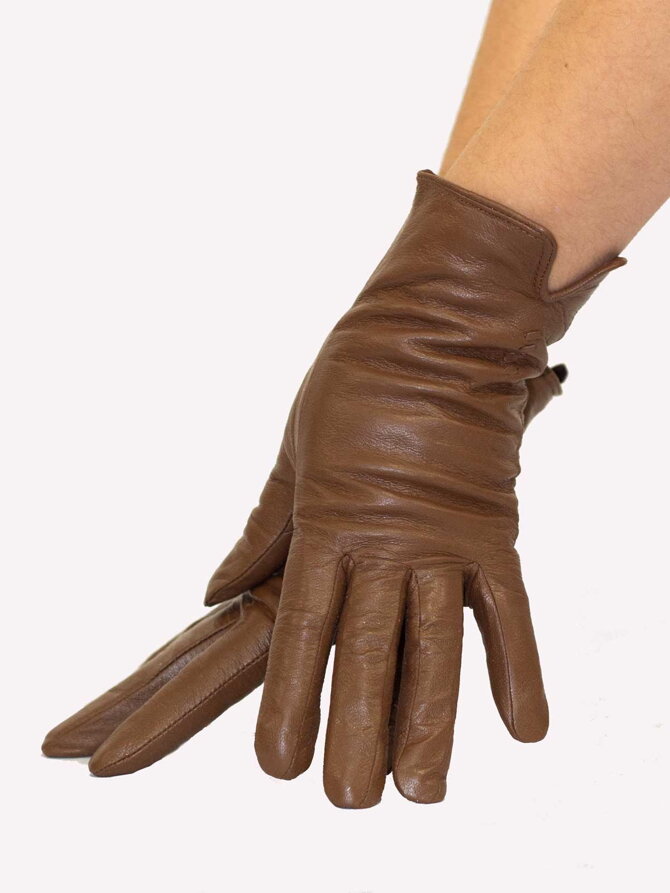 Dámské kožené rukavice hnědé
