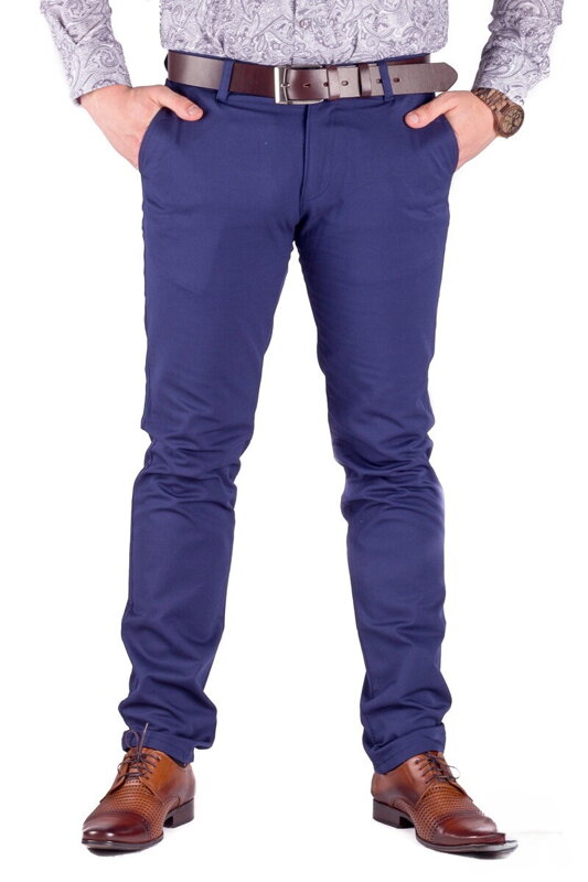Slimkové pánské kalhoty 48-3 námořnicky modré