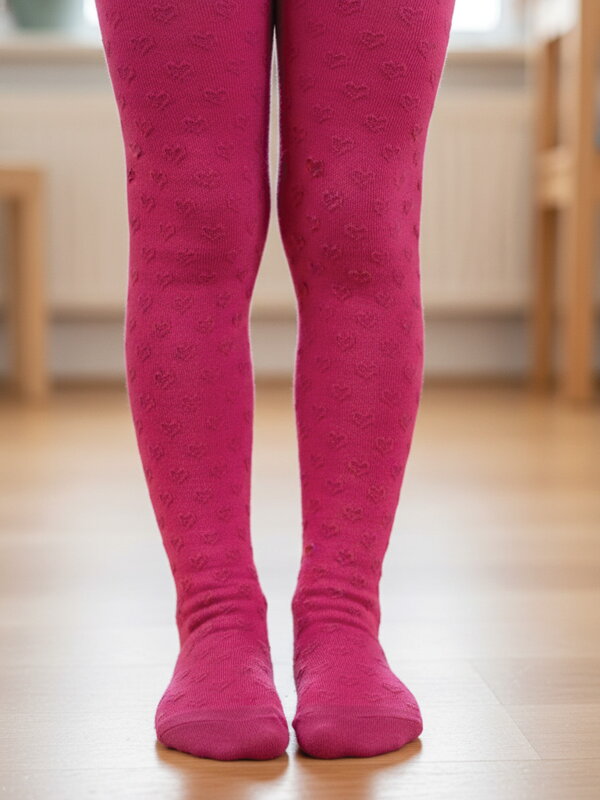 Dívčí punčochy s mini srdíčky fuchsia