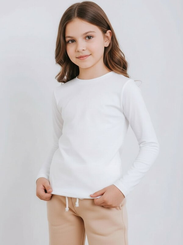 Bavlněné dětské triko s dlouhým rukávem VSB DANI bílé