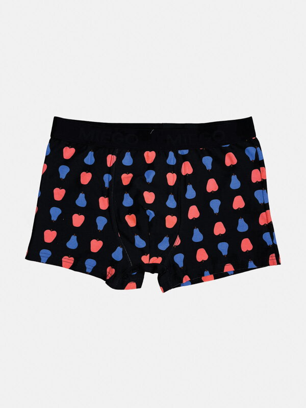 Pánské černé bavlněné boxerky se vzorem Pánské černé bavlněné boxerky se vzorem