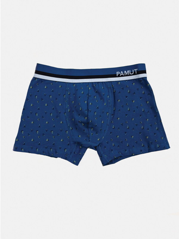 Modré pánské boxerky s geometrickými tvary Modré pánské boxerky s geometrickými tvary