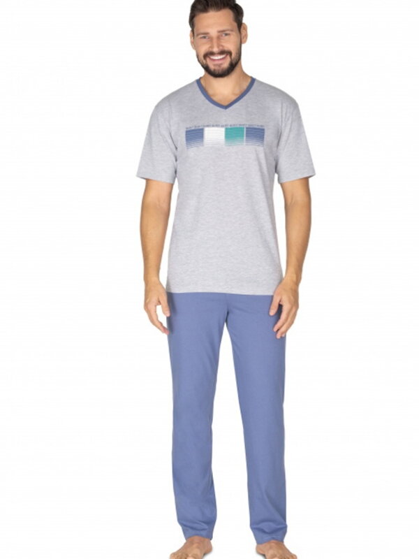 Pohodlné pánské pyžamo v šedo-modré barvě