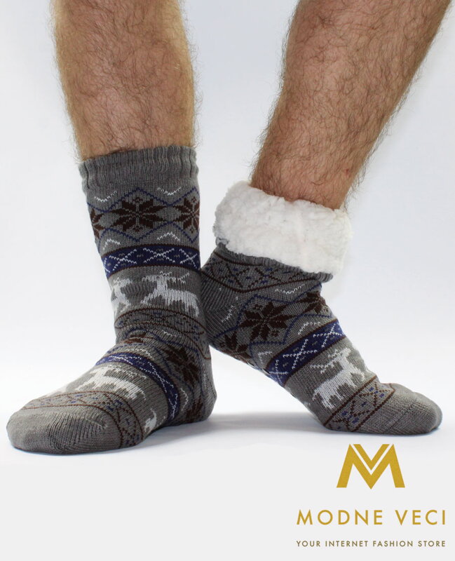Pánské termo ponožky - protiskluzové 13 Sobík světle šedé