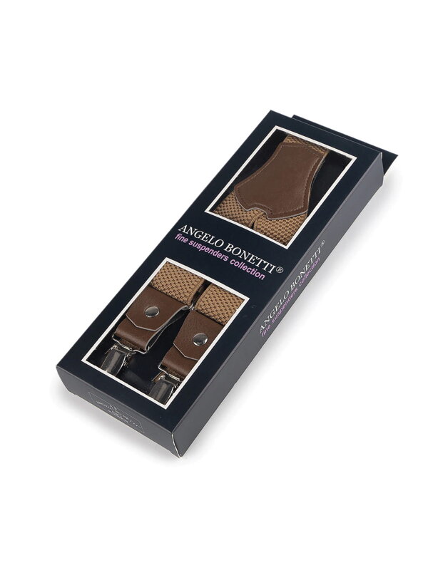 Pánské kšandy v béžovo-hnědé barvě v krabičce