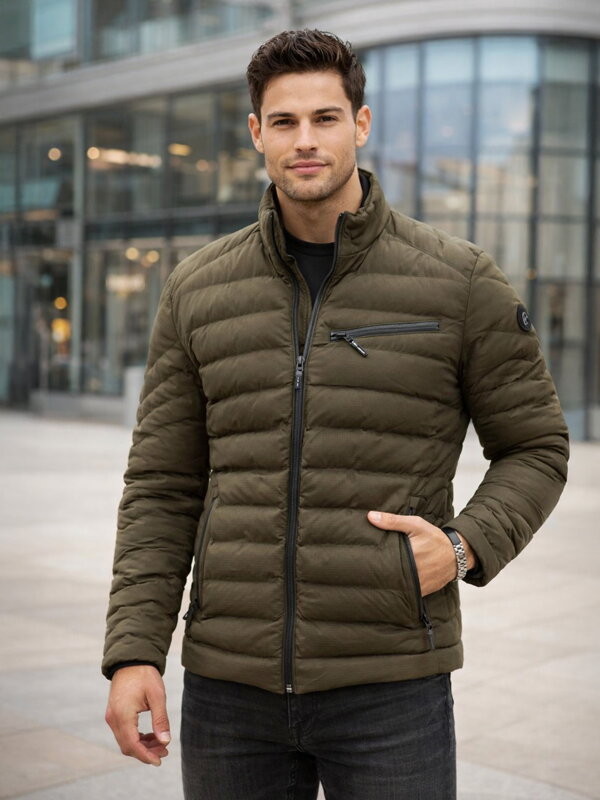 Přechodná pánská bunda khaki 