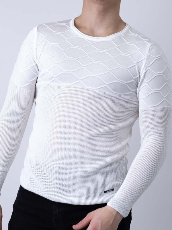 Pánský trendy svetr v bílé barvě Pánský trendy svetr v bílé barvě