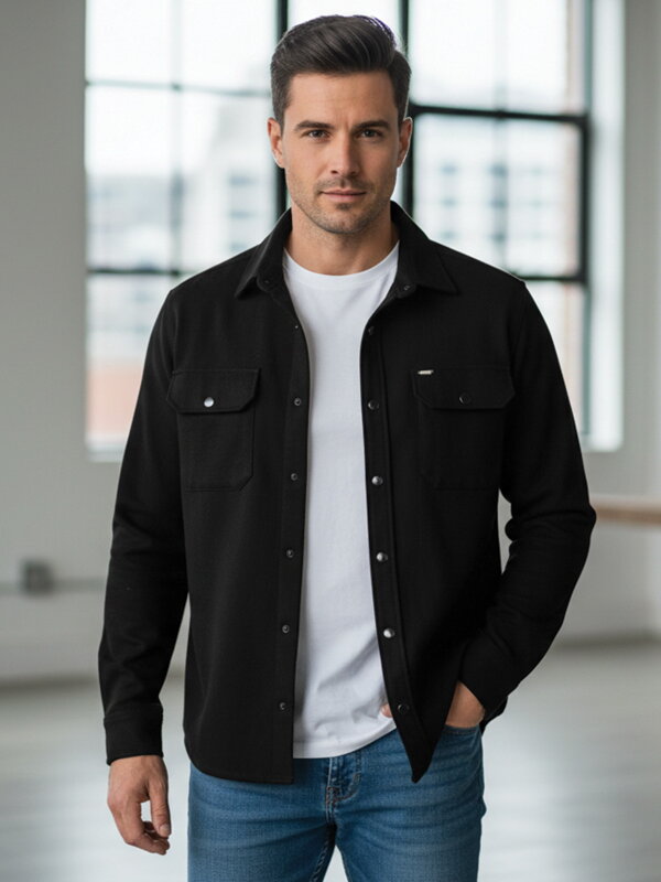 Pánská černá košilová bunda VSB CASUAL