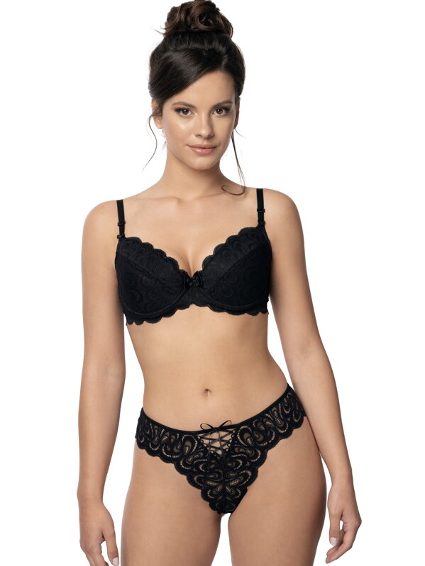 Dámske čipkované tangá nohavičky čierne TERMENA