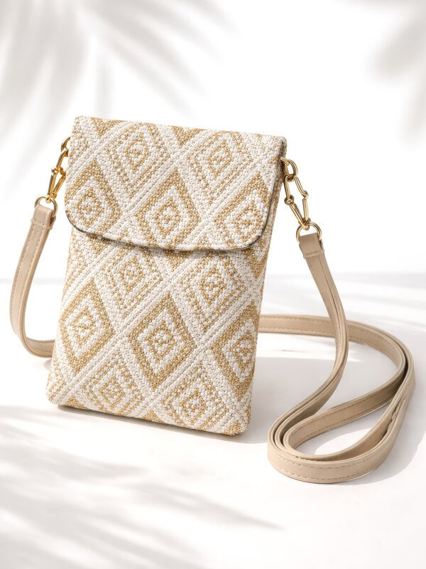 Dámská mini kabelka se zlatým geometrickým vzorem