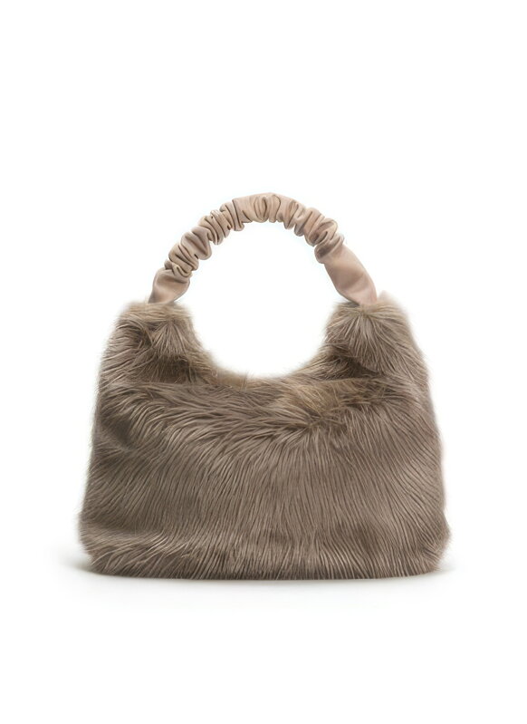 Hnědá huňatá dámská kabelka