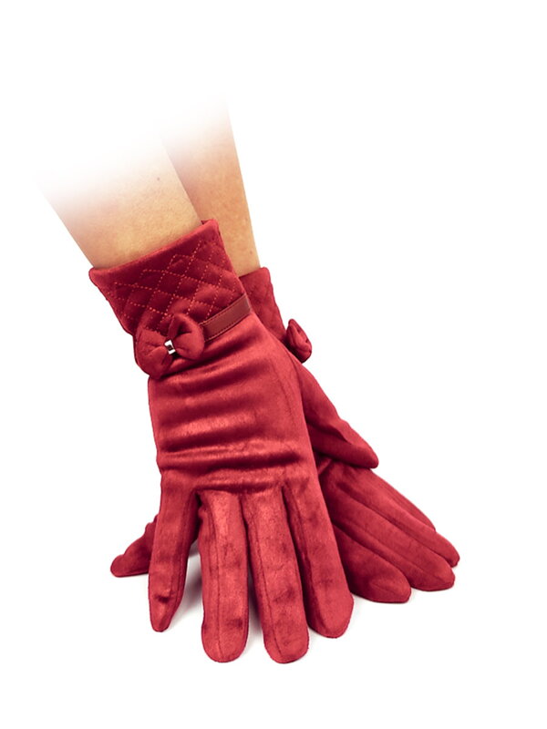Dámské elegantní rukavice s mašlí červená
