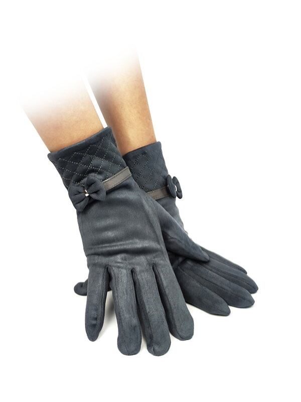 Dámské elegantní rukavice s mašlí šedé