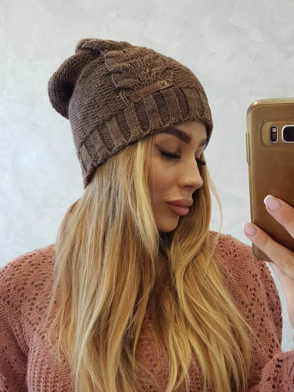 Dámská čepice bez bambule ULA K271 cappuccino Dámská čepice bez bambule ULA K271 cappuccino