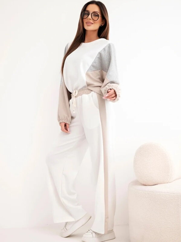 Dámsky komplet s 26007 voľnými nohavicami a oversize mikinou