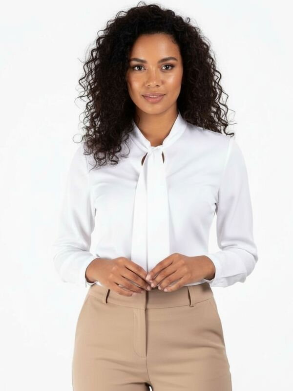 Bílá dámská halenka s mašlí VS-DK1726