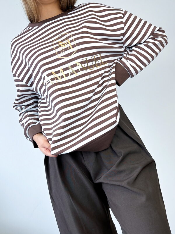 Dámska pruhovaná čokoládová mikina Dámska pruhovaná čokoládová mikina