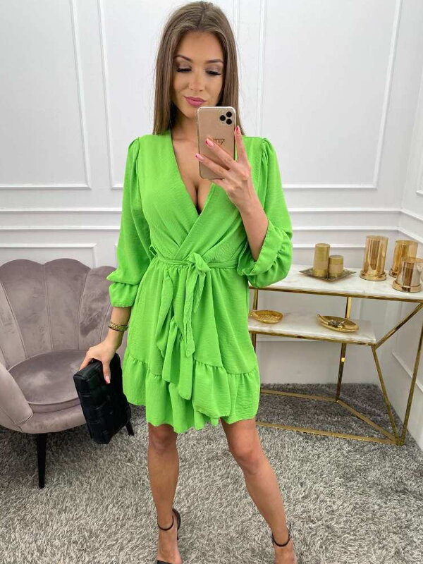 Zelené dámské šaty s volánky