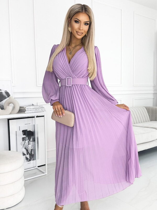 Dámské midi šaty 414-6 ve fialové barvě 