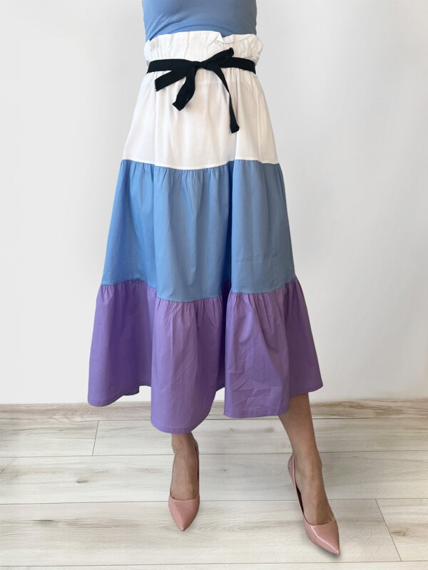Dámská stylová dlouhá sukně fialová s modrou Dámská stylová dlouhá sukně fialová s modrou