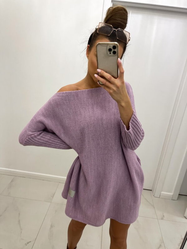 Trendy pletený svetr SW06-20 lila fialový