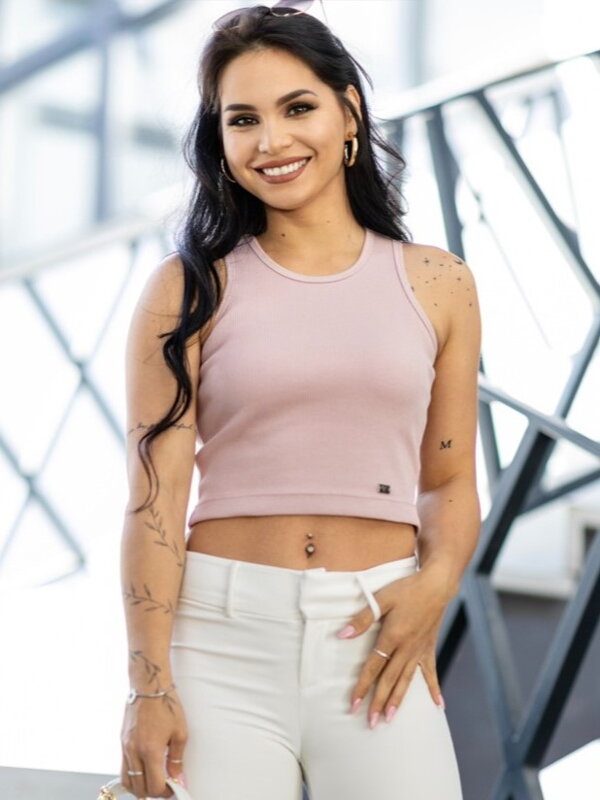 Dámský VSB vroubkovaný croptop LOLLY powder pink Dámský VSB vroubkovaný croptop LOLLY powder pink
