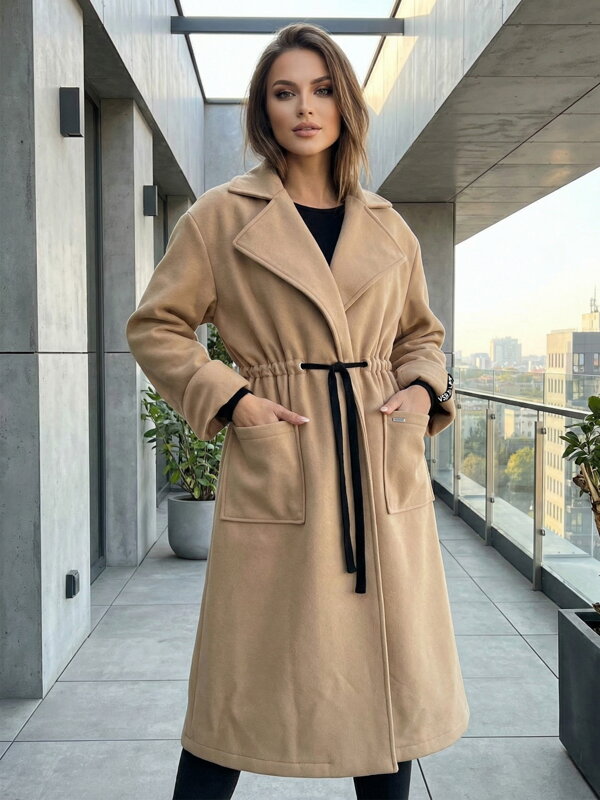 Dámský VSB KLOE prodloužený kabát camel 