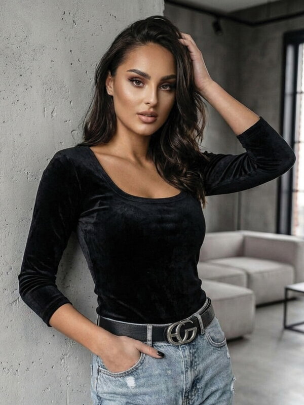 Dámské tričko s 3/4 rukávem VSB HELA VELUR černé