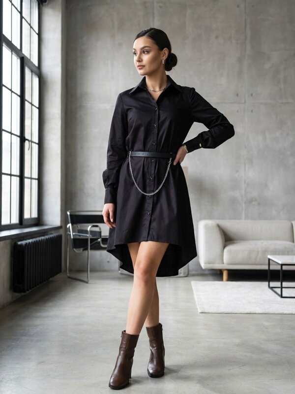 Stylové košilové šaty VSB GRÉTTA v černé barvě