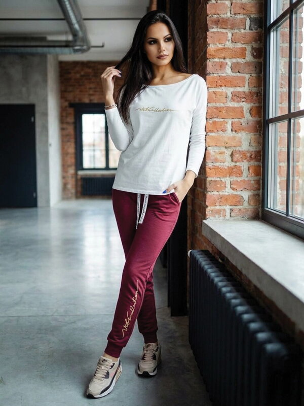 Dámská tepláková souprava VSB11 bordó + bílá