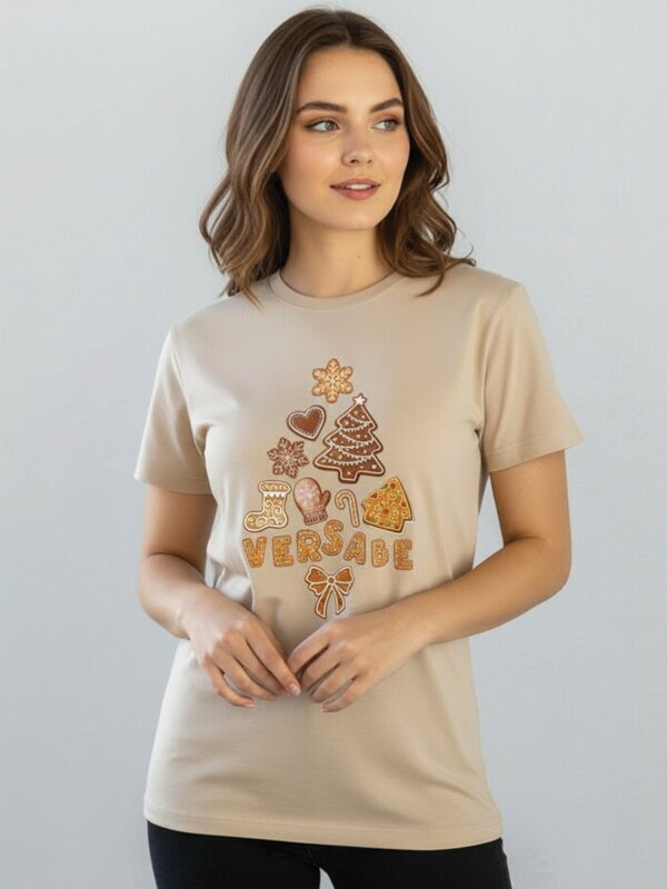 Dámske vianočné tričko VSB PERNÍK krémovej farbe