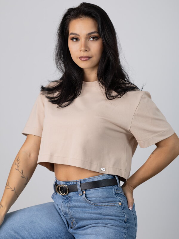 Oversize crop top VSB LILLY v béžové barvě