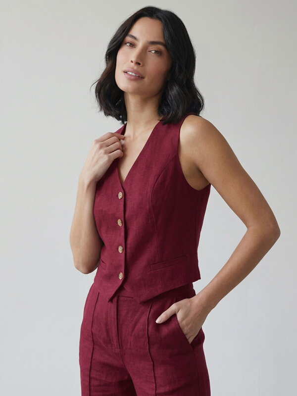 Dámská luxusní bordó vesta VSB LEMI